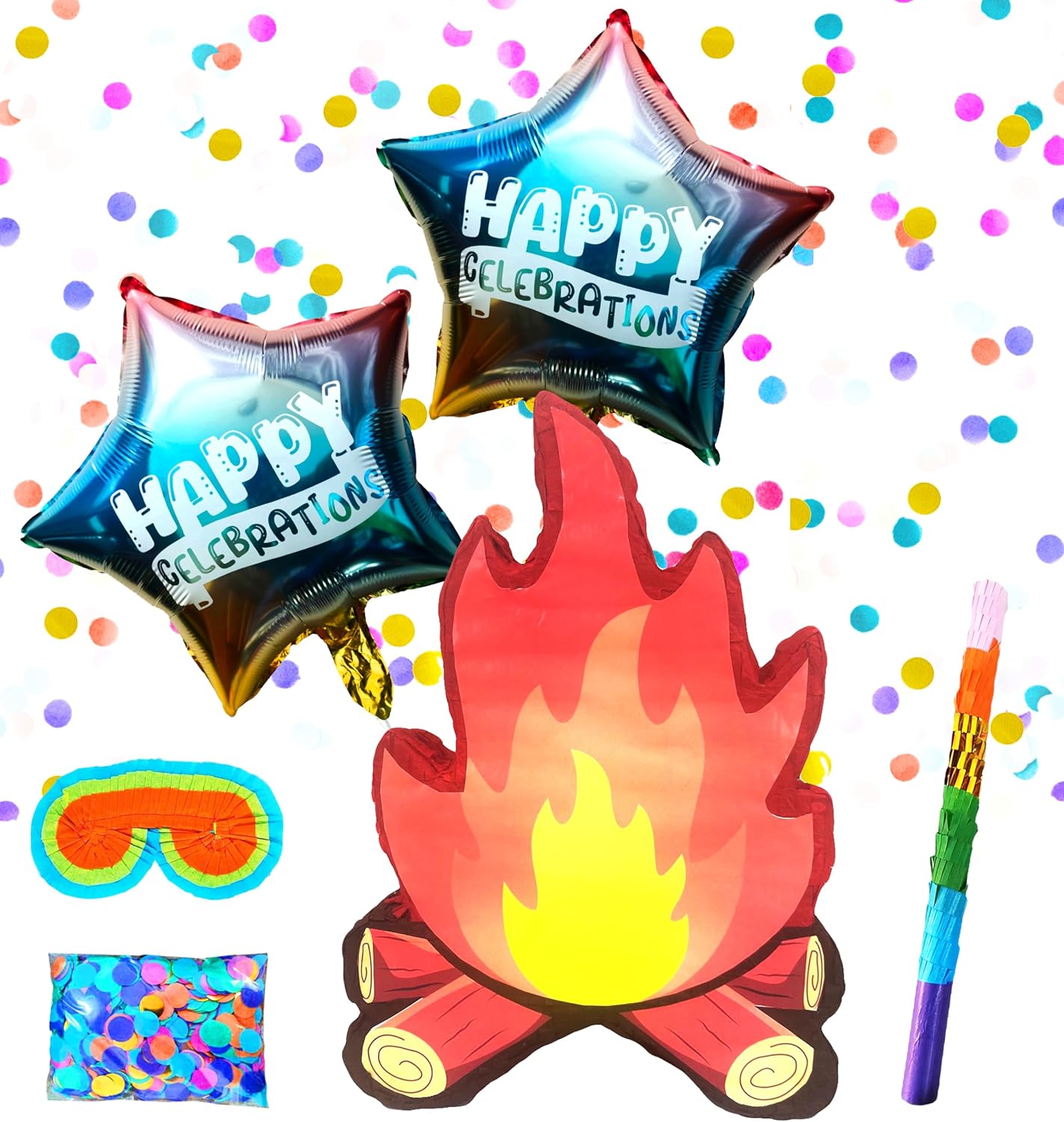 Campfire Pinatas,Perfect for Flame Party Birthdays, Camping Adventure, Baby Showers and Themed Party Decorations