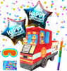 Fire Truck Pinatas Bundle Complete Set with Blindfold, Bat,Confetti and 2 Ballons, Ideal for Boy Birthday Party Decorations & Firefighter Themed Party Favors, Fire Engine Pinatas