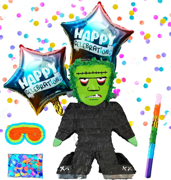 Frankenstein Pinatas for Halloween Celebrations,Themed Party Decorations, Birthday Supplies, Fun Kids Game Includes Busterstick, Blinfold, Confetti and 2 Ballons